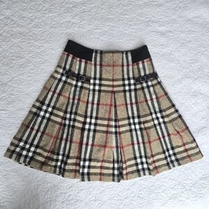 Vintage Plaid Pleated Nova Check Wool Blend Skirt